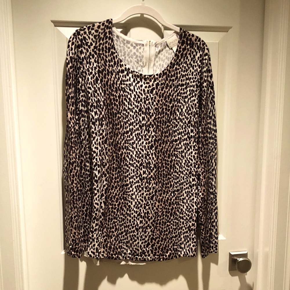 Chico's Animal Print Long Sleeve Sweater